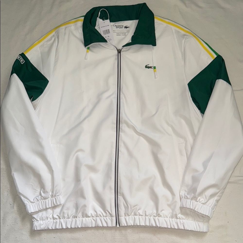 Lacoste White and Green Tracksuit with 90s Style